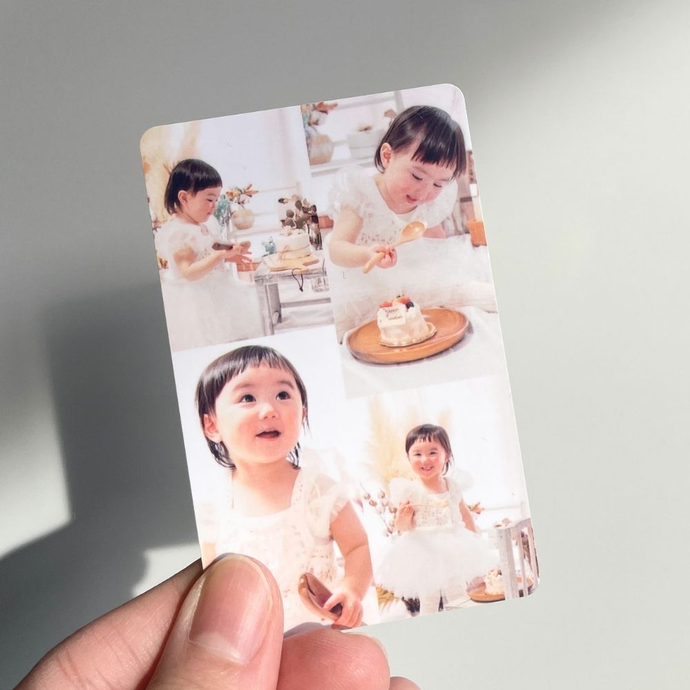 七五三のスタジオ写真での両面トレカ作成イメージ